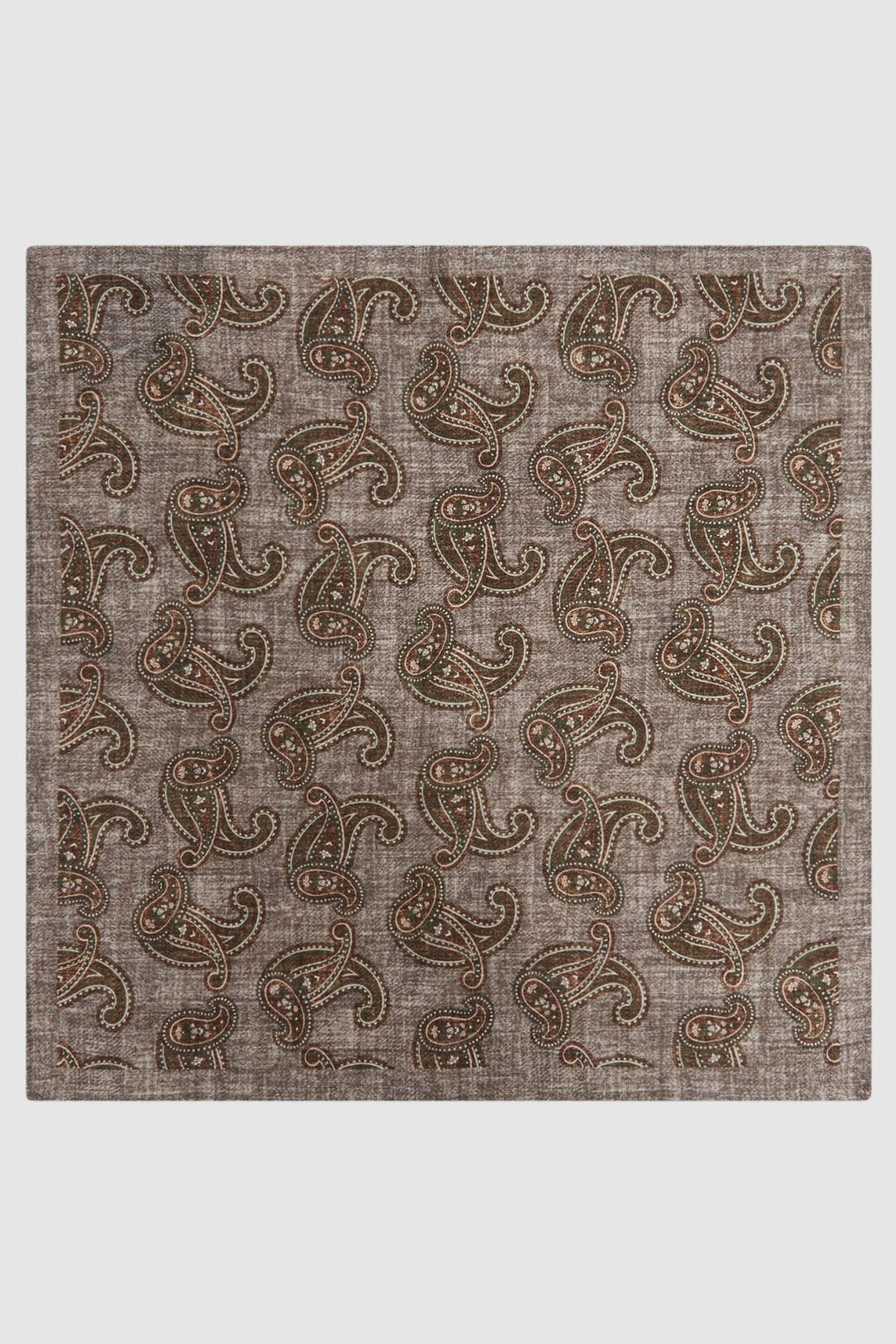 Reiss Grey Melange Equinox Paisley Print Pocket Square - Image 4 of 5