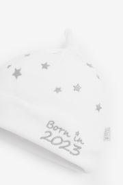 Jojo Maman Bébé White Born in 2023 Embroidered Hat - Image 4 of 4