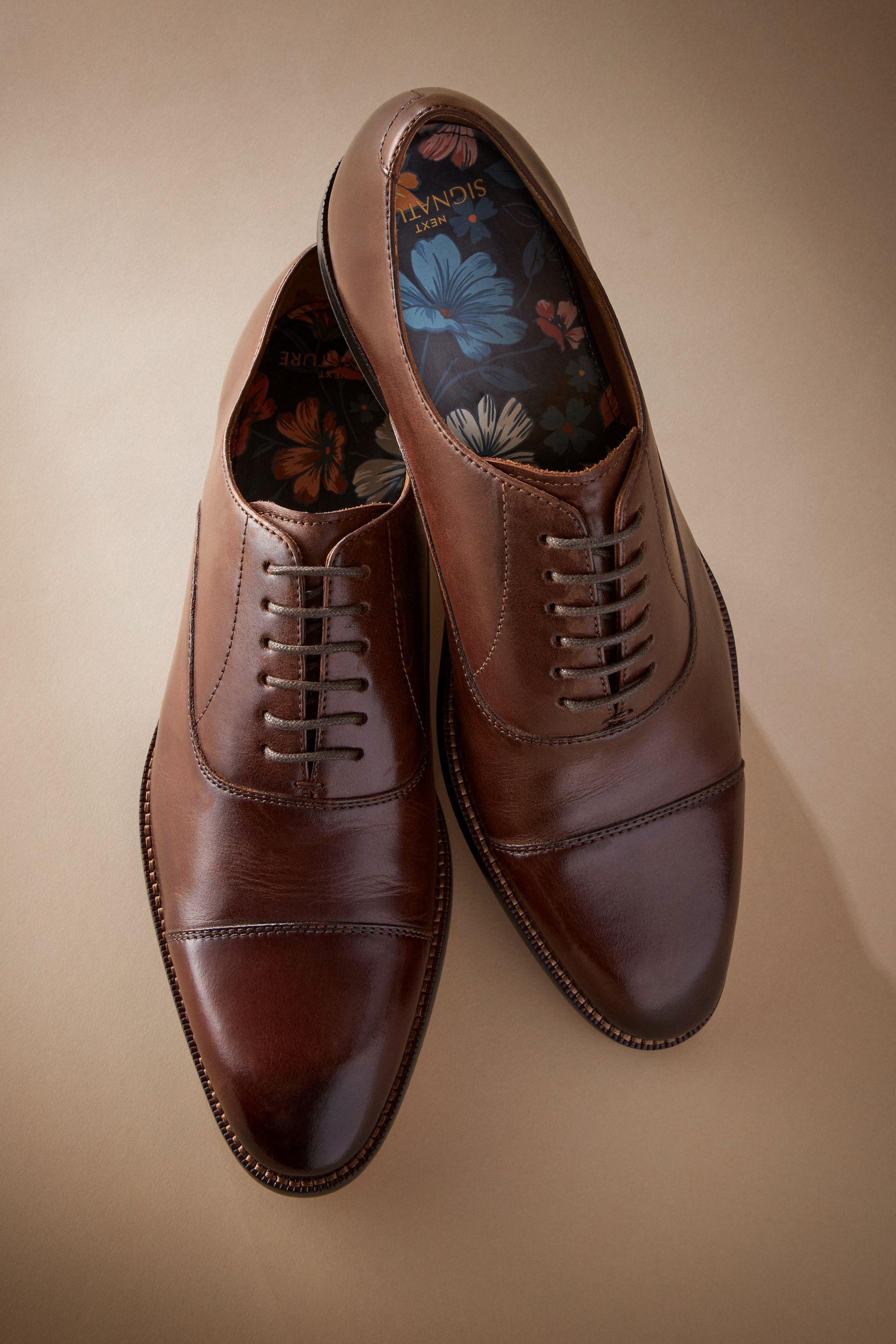 Buy Tan Brown Signature Leather Sole Oxford Toe Cap Shoes from Next Luxembourg