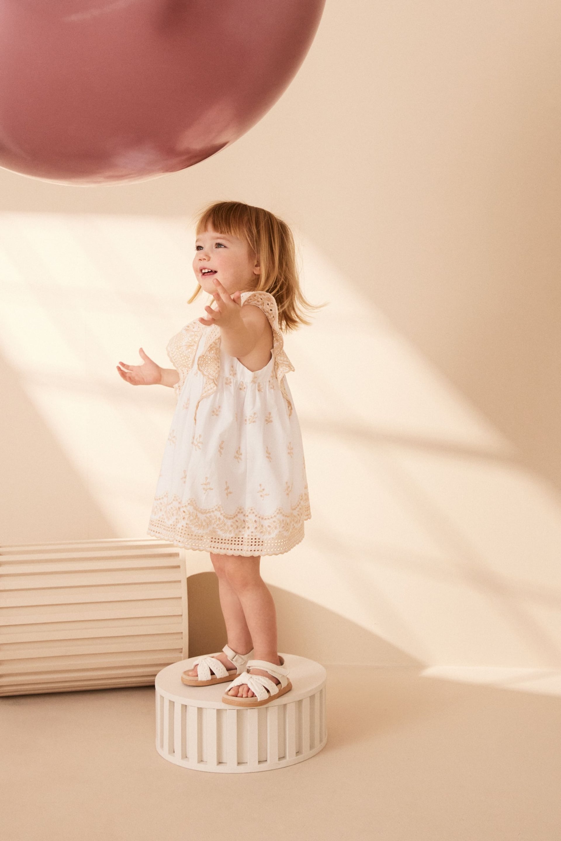 White/Cream Cotton Broderie Dress (3mths-8yrs) - Image 2 of 9