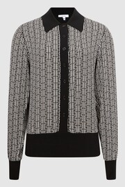 Reiss Black Olivia Printed Mix-Knitted Shirt - Image 2 of 7