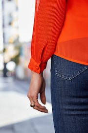 Sosandar Orange Pleat Sleeve Tunic Top - Image 5 of 5