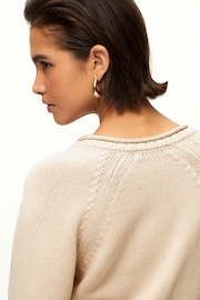 Neutral Brown 100% Cotton Roll Edge Pocket Detail Cardigan - Image 5 of 7