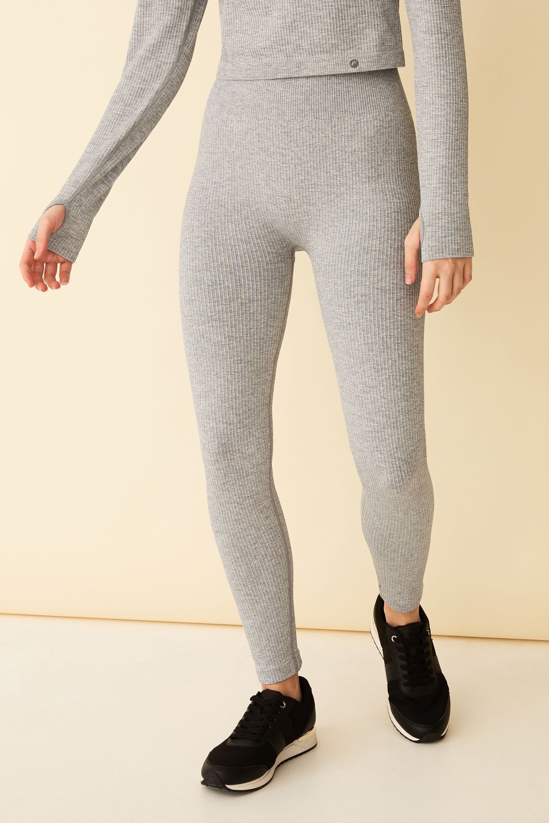 F F Grey Active Rib Seamfree Sport Leggings