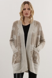 Religion Natural Light Weight Textured Shawl Cardigan In Neutrals - Image 1 of 6