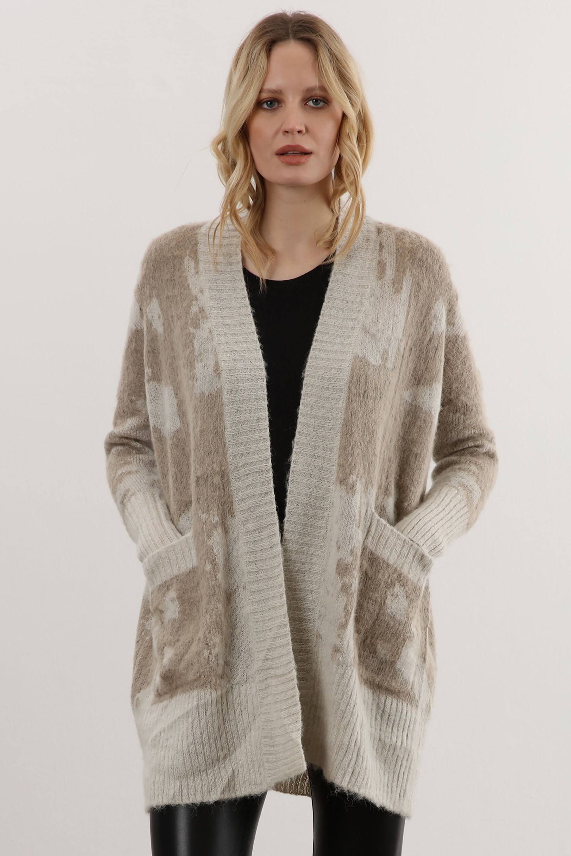 Religion Natural Light Weight Textured Shawl Cardigan In Neutrals - Image 1 of 6
