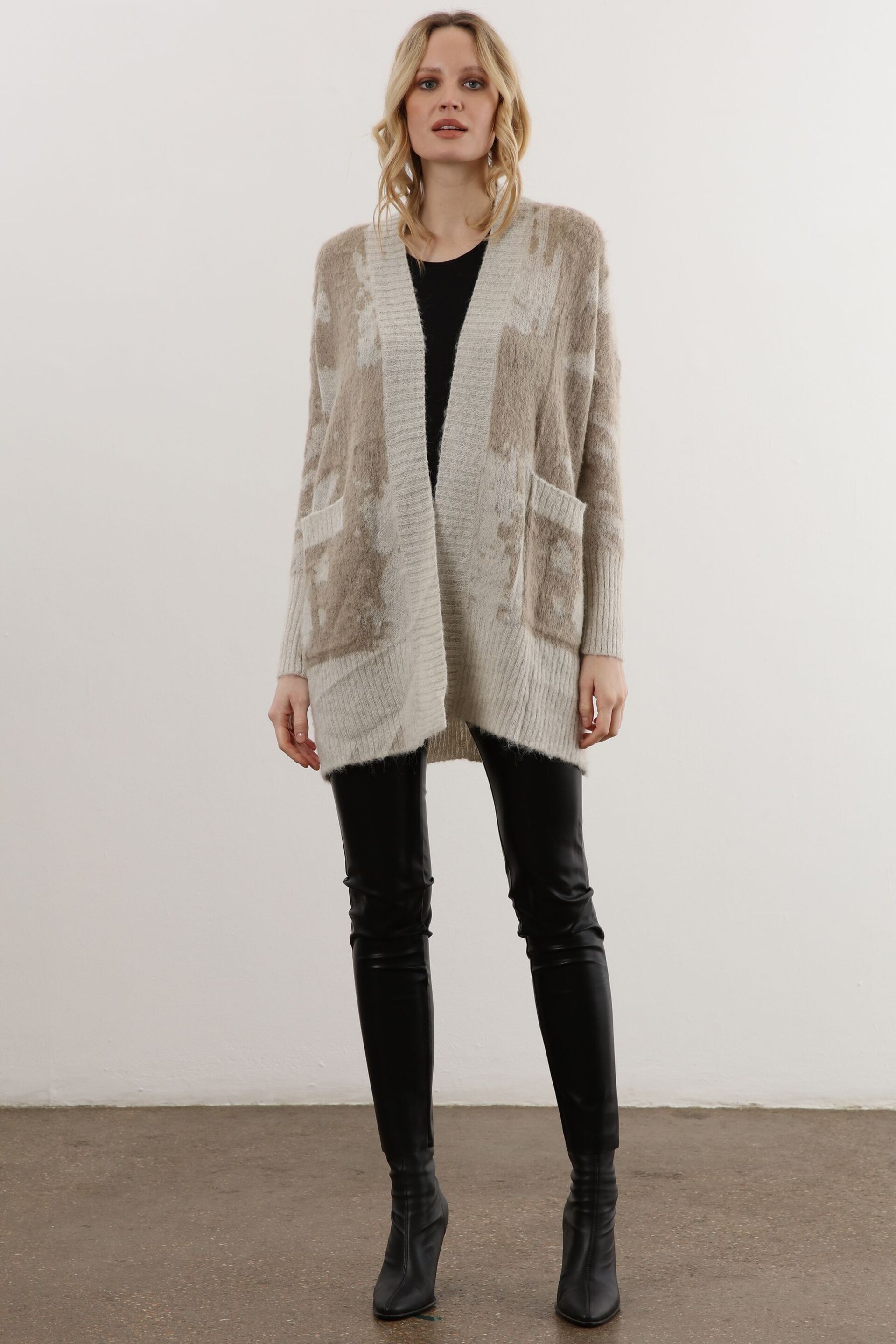 Religion Natural Light Weight Textured Shawl Cardigan In Neutrals - Image 3 of 6