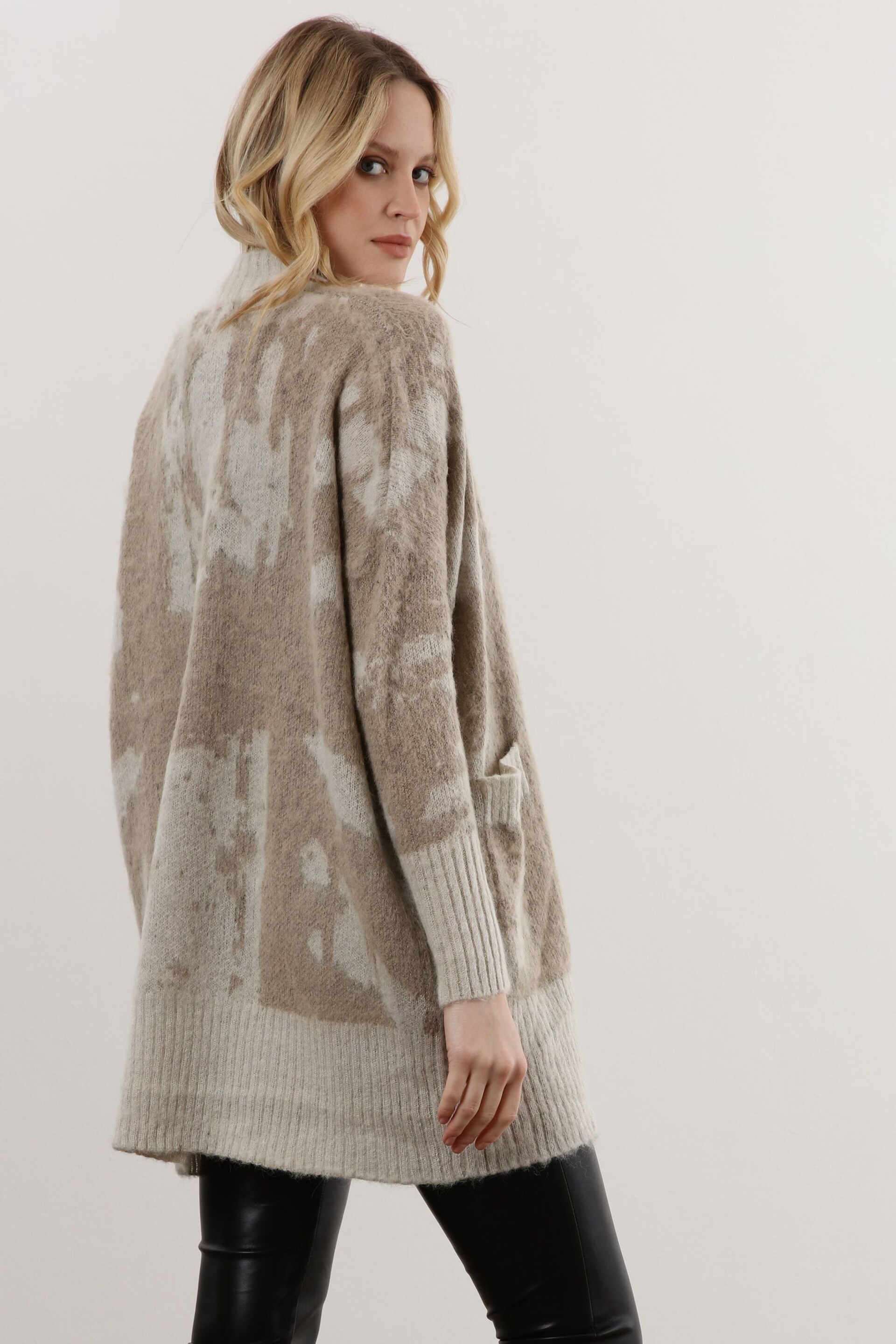 Religion Natural Light Weight Textured Shawl Cardigan In Neutrals - Image 4 of 6