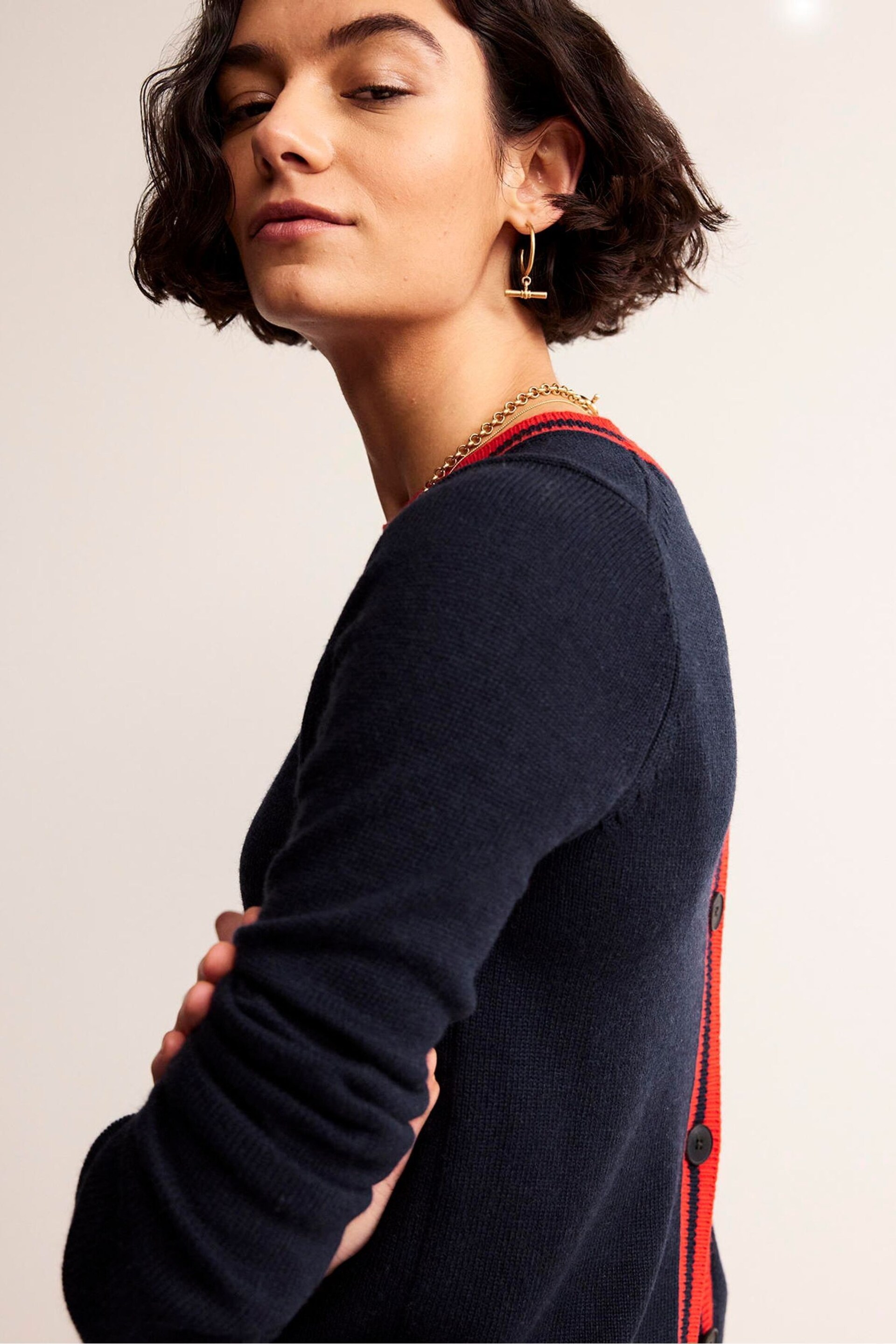 Boden Blue Button Jumper - Image 3 of 6