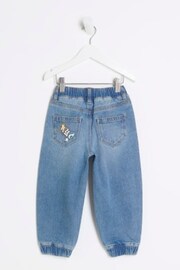 River Island Blue Boys Denim Graffiti Print Joggers Jeans - Image 2 of 4