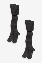 Clarks Grey Ribbed Tights 2 Pack - Image 1 of 4