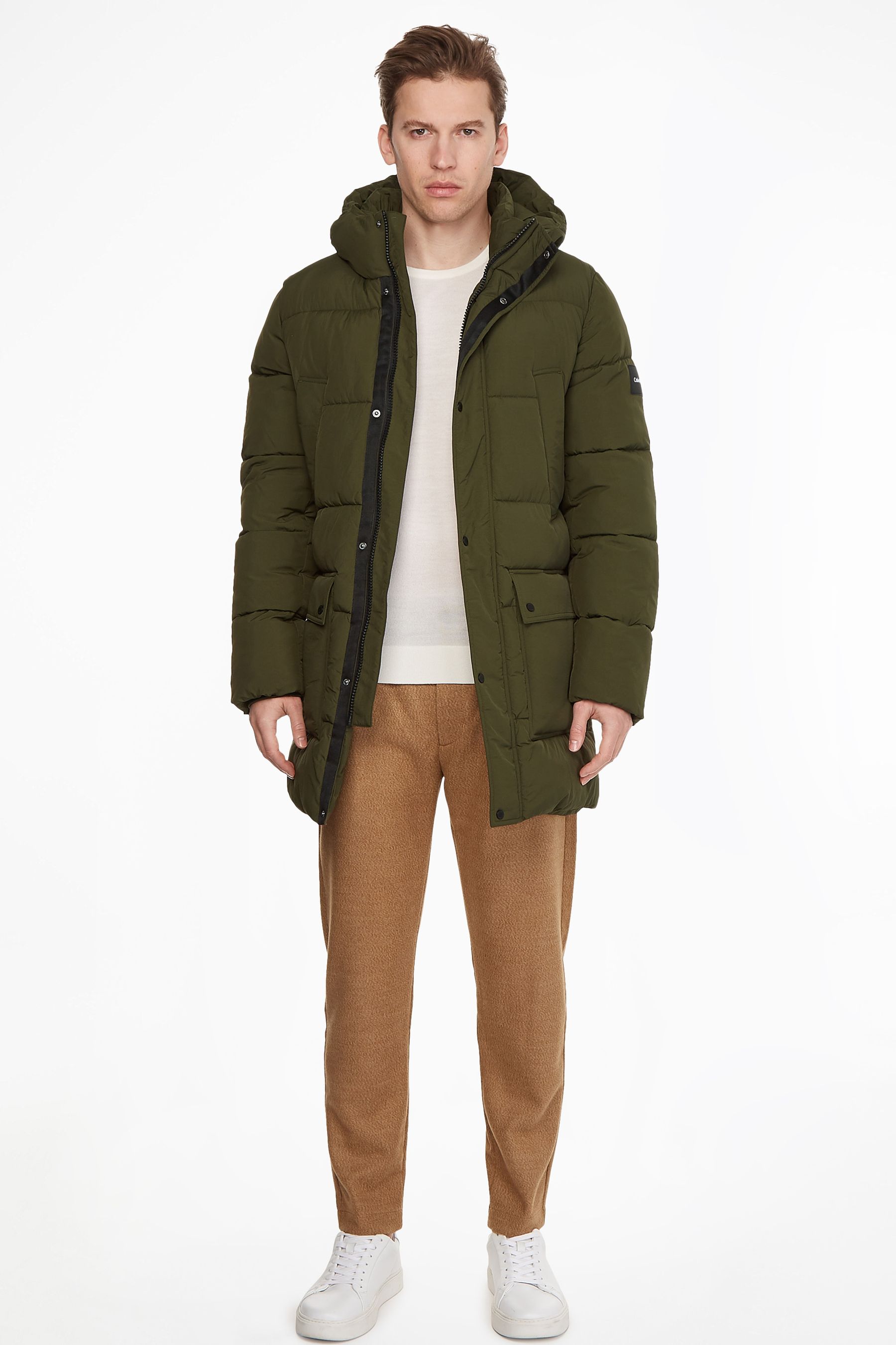 Buy Calvin Klein Green Crinkle Nylon Longlength Puffer Jacket from Next Luxembourg