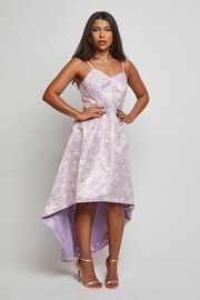 Chi Chi London Purple Cami Floral Jacquard Dip Hem Dress - Image 1 of 4