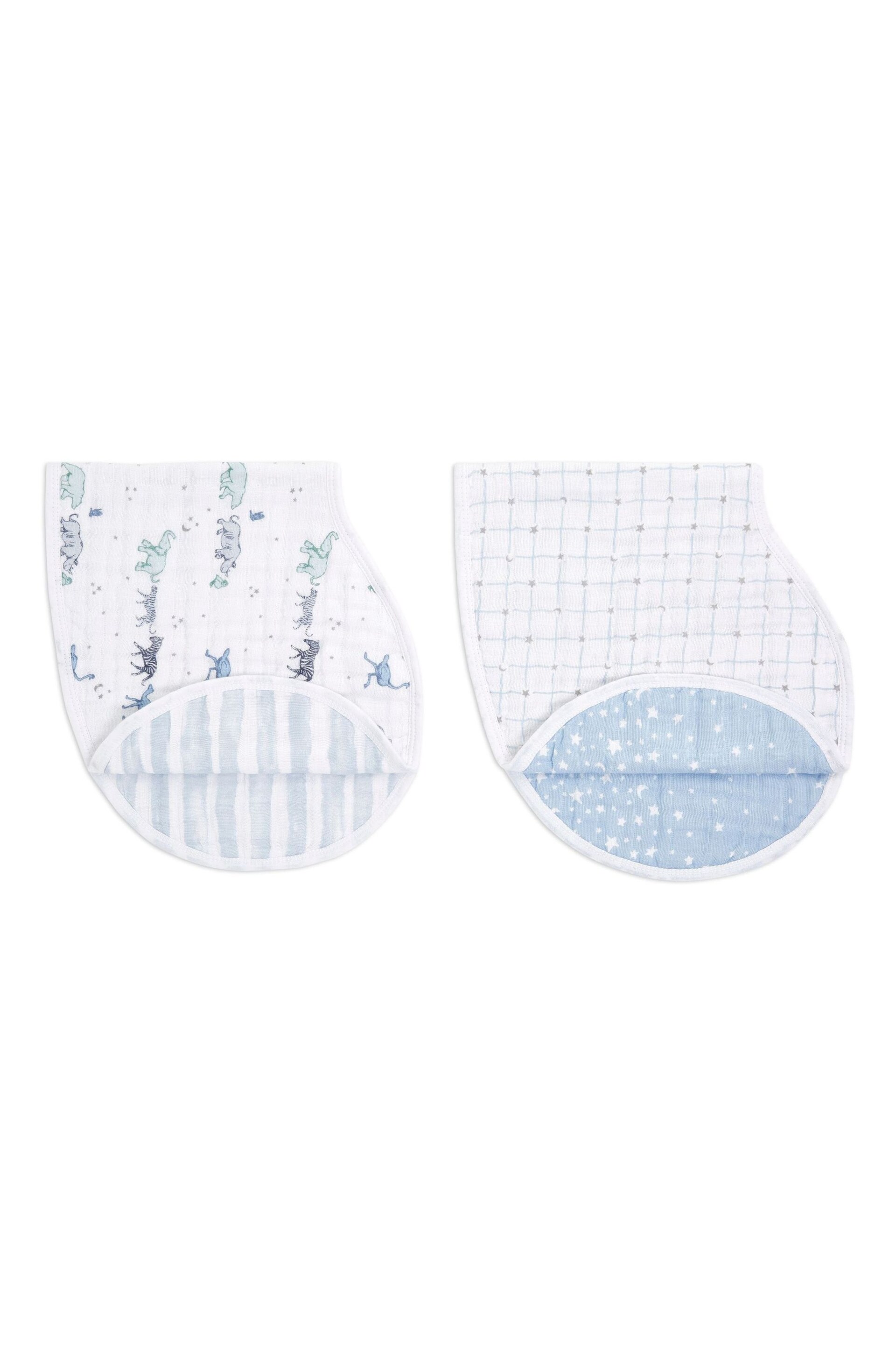 aden + anais White Cotton Muslin Rising Star Burpy Bibs 2 Pack - Image 1 of 5