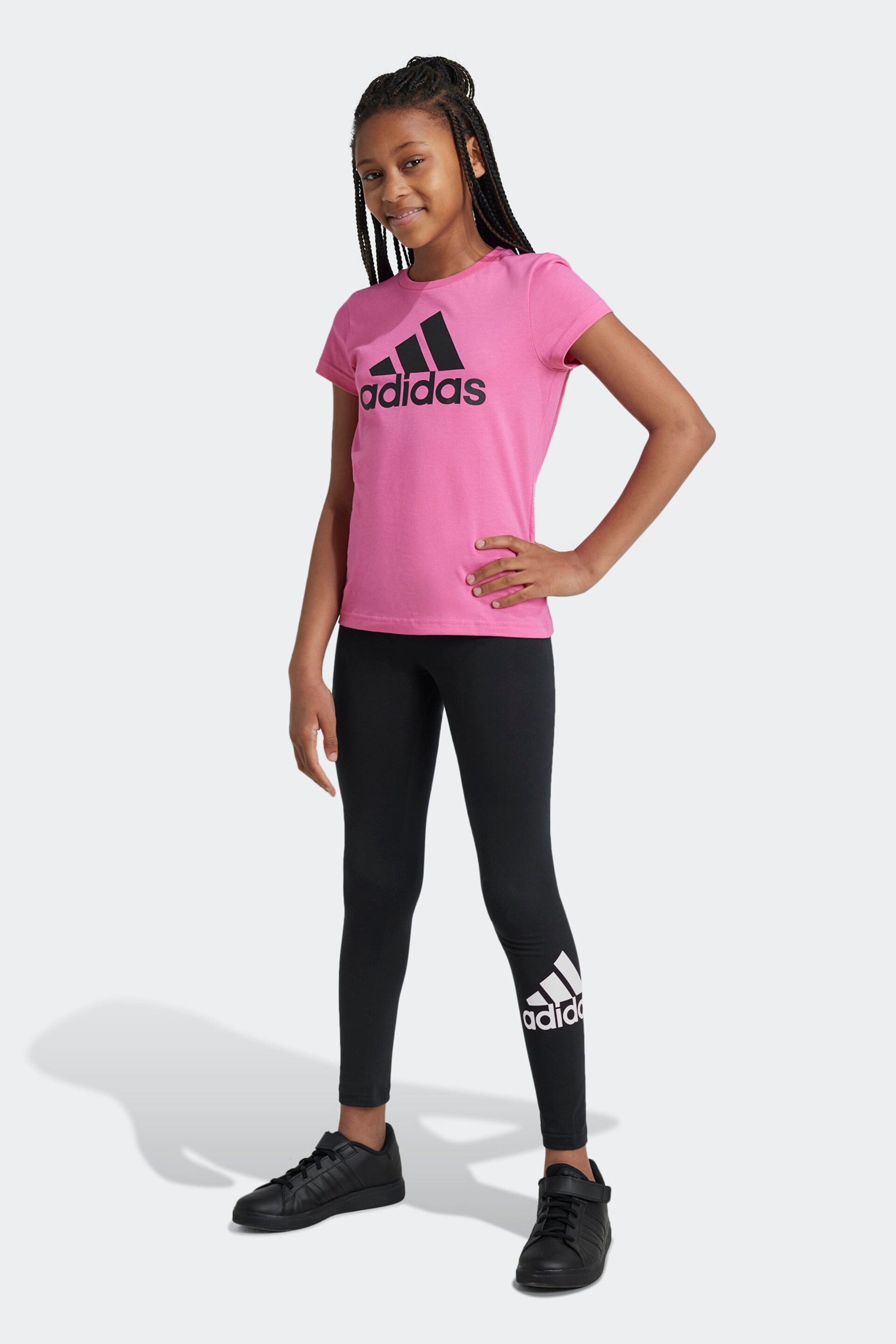 adidas Black Sportswear Essentials Big Logo Cotton Leggings - Image 2 of 5