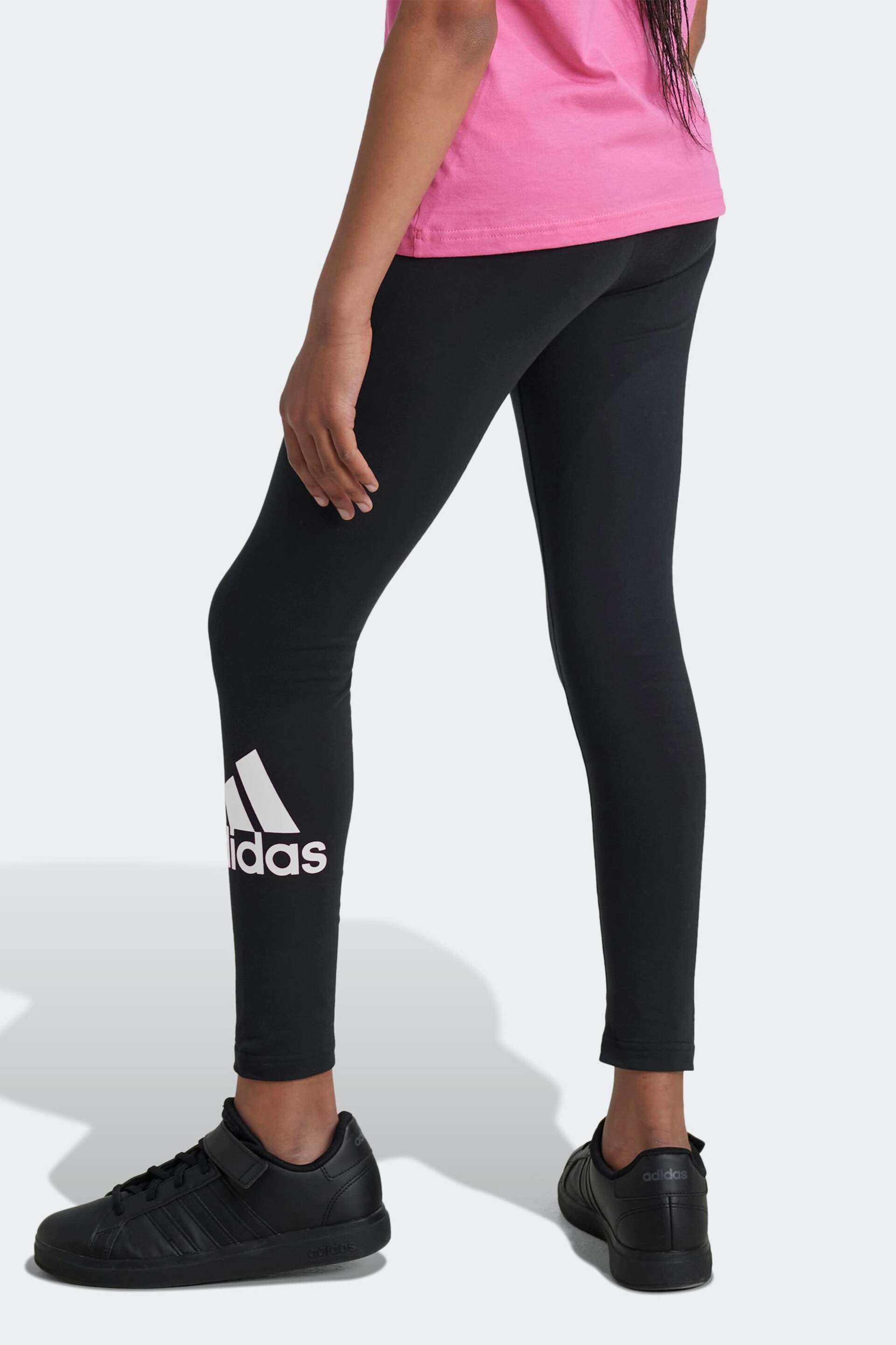 adidas Black Sportswear Essentials Big Logo Cotton Leggings - Image 3 of 5