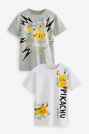 Grey Marl/ White Pokémon Licensed  T-Shirt 2 Pack (4-16yrs) - Image 1 of 3