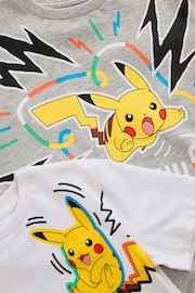 Grey Marl/ White 100% Cotton Pokémon Licensed T-Shirt 2 Pack (4-16yrs) - Image 3 of 3