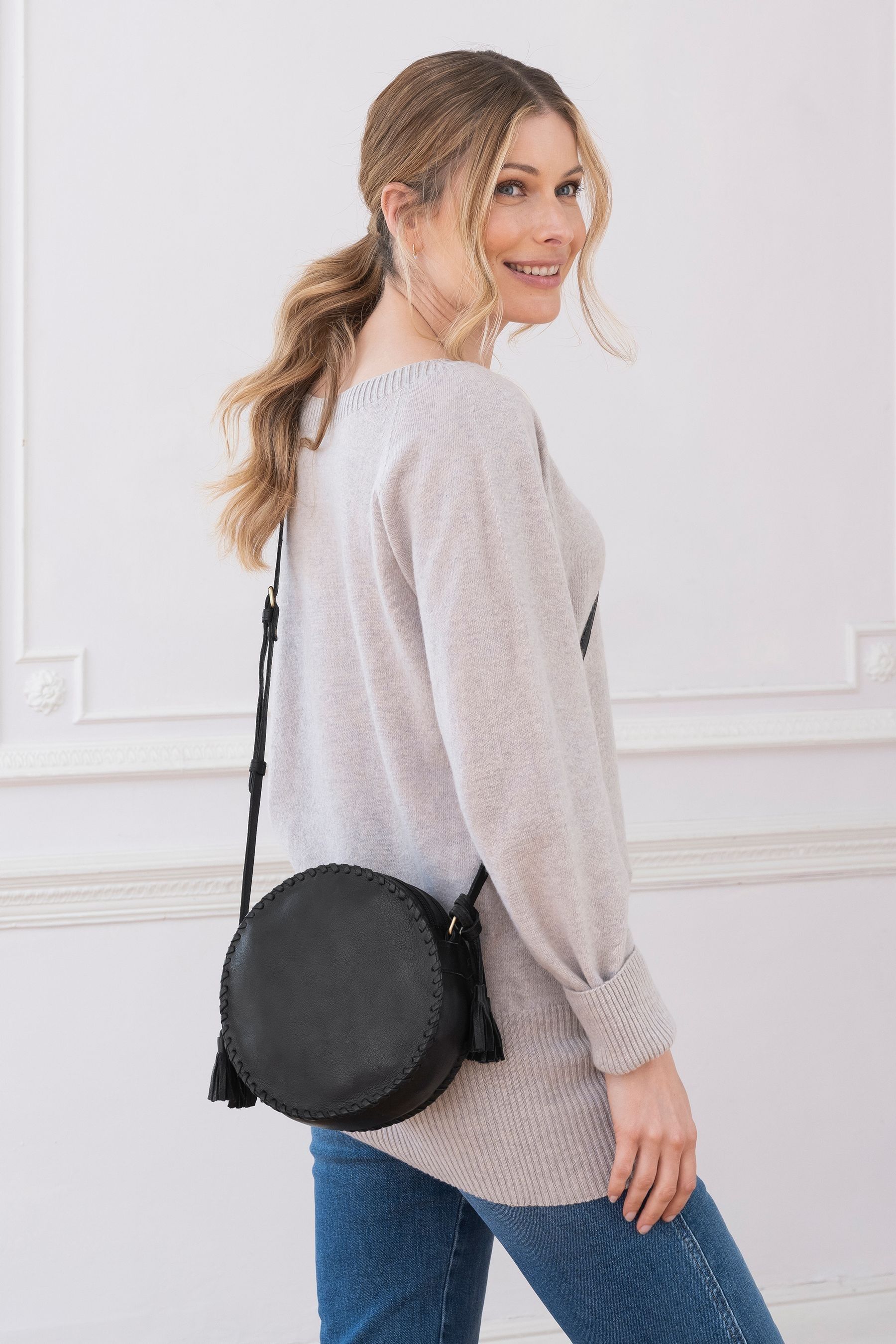 Buy Celtic Co. Black Leather Round Cross Body Bag from Next Malta