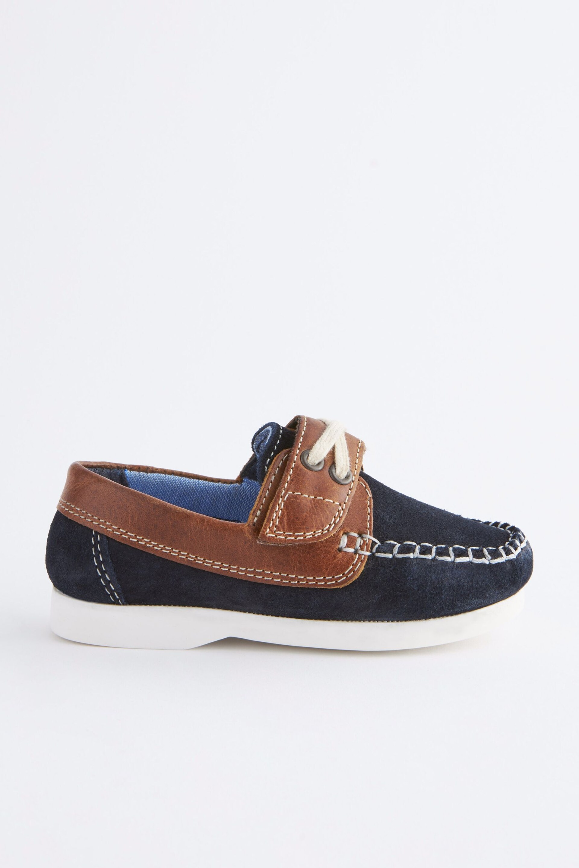 Tan/Navy Leather Boat Shoes - Image 2 of 6