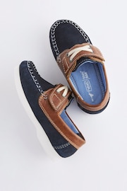 Tan/Navy Leather Boat Shoes - Image 3 of 6