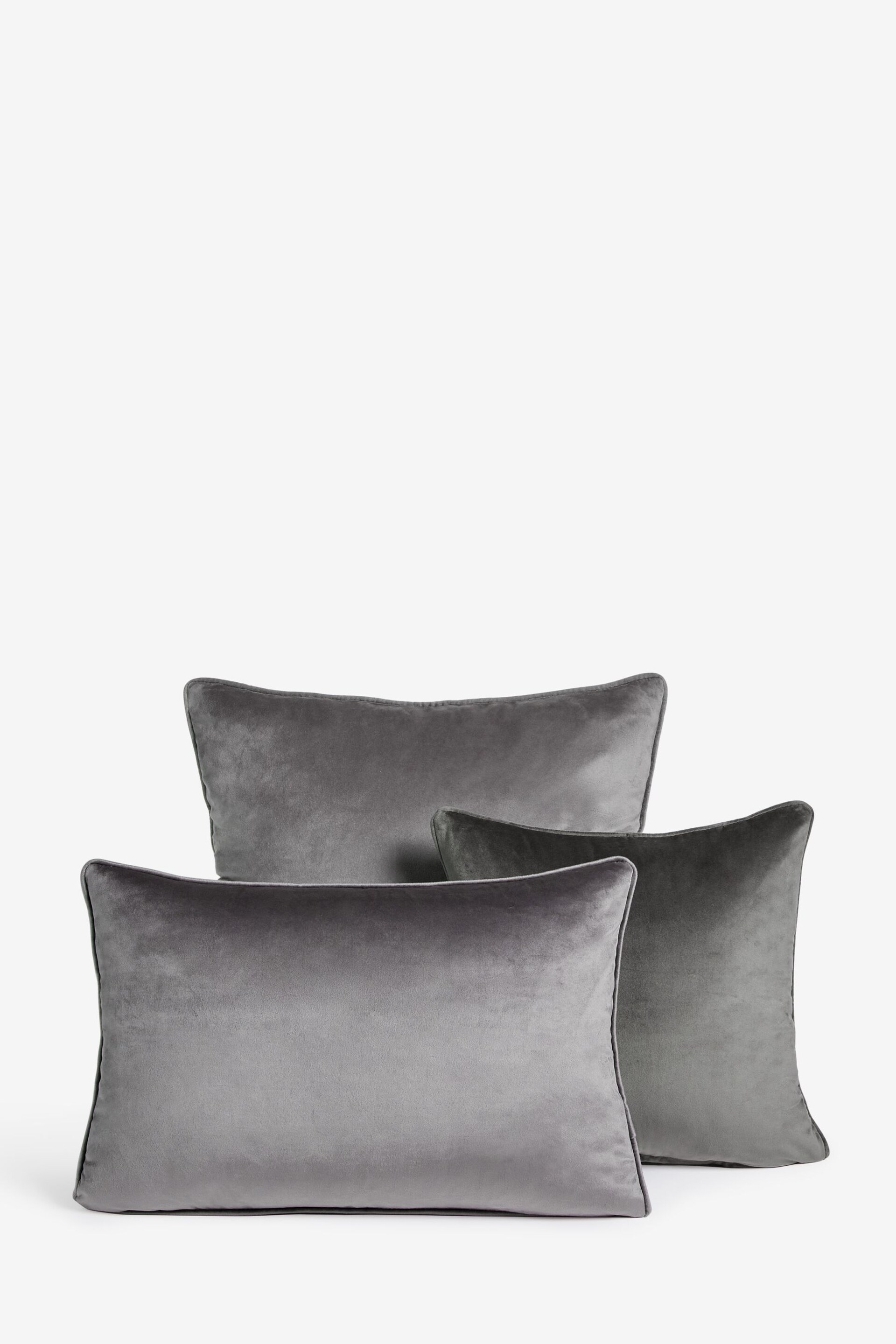 Charcoal Grey 59 x 59cm Matte Velvet Cushion - Image 5 of 8