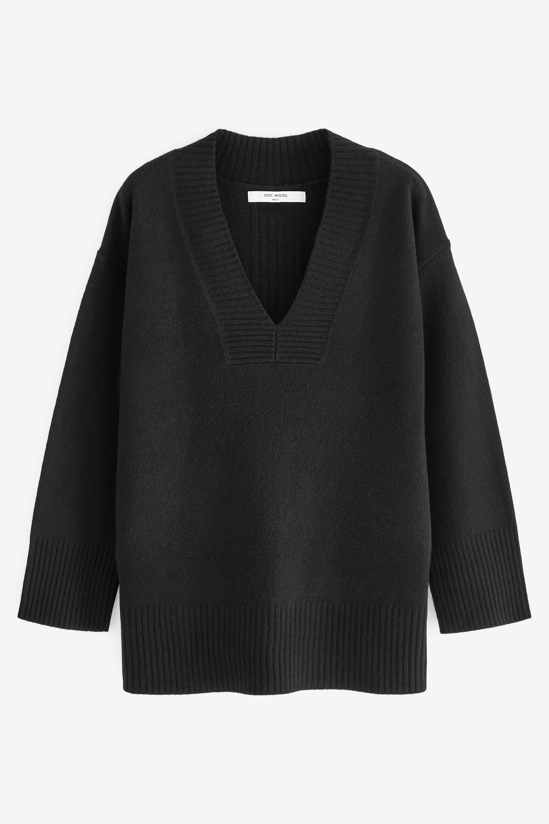 Black v neck wool jumper shop
