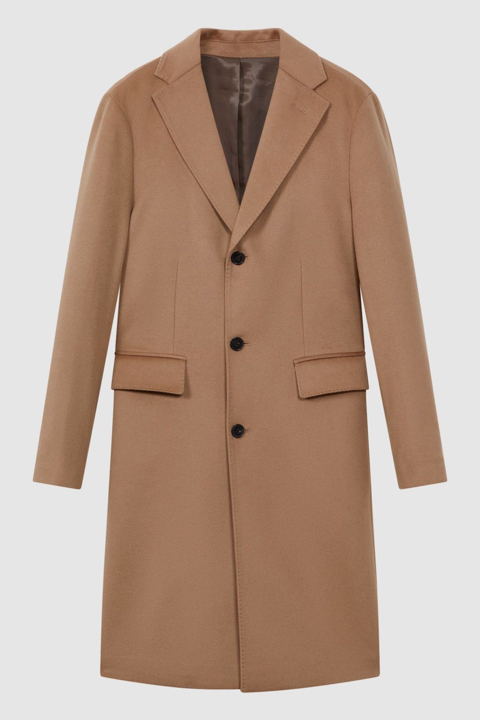 Reiss Camel Tycho Atelier Cashmere Single Breasted Coat - Image 2 of 7
