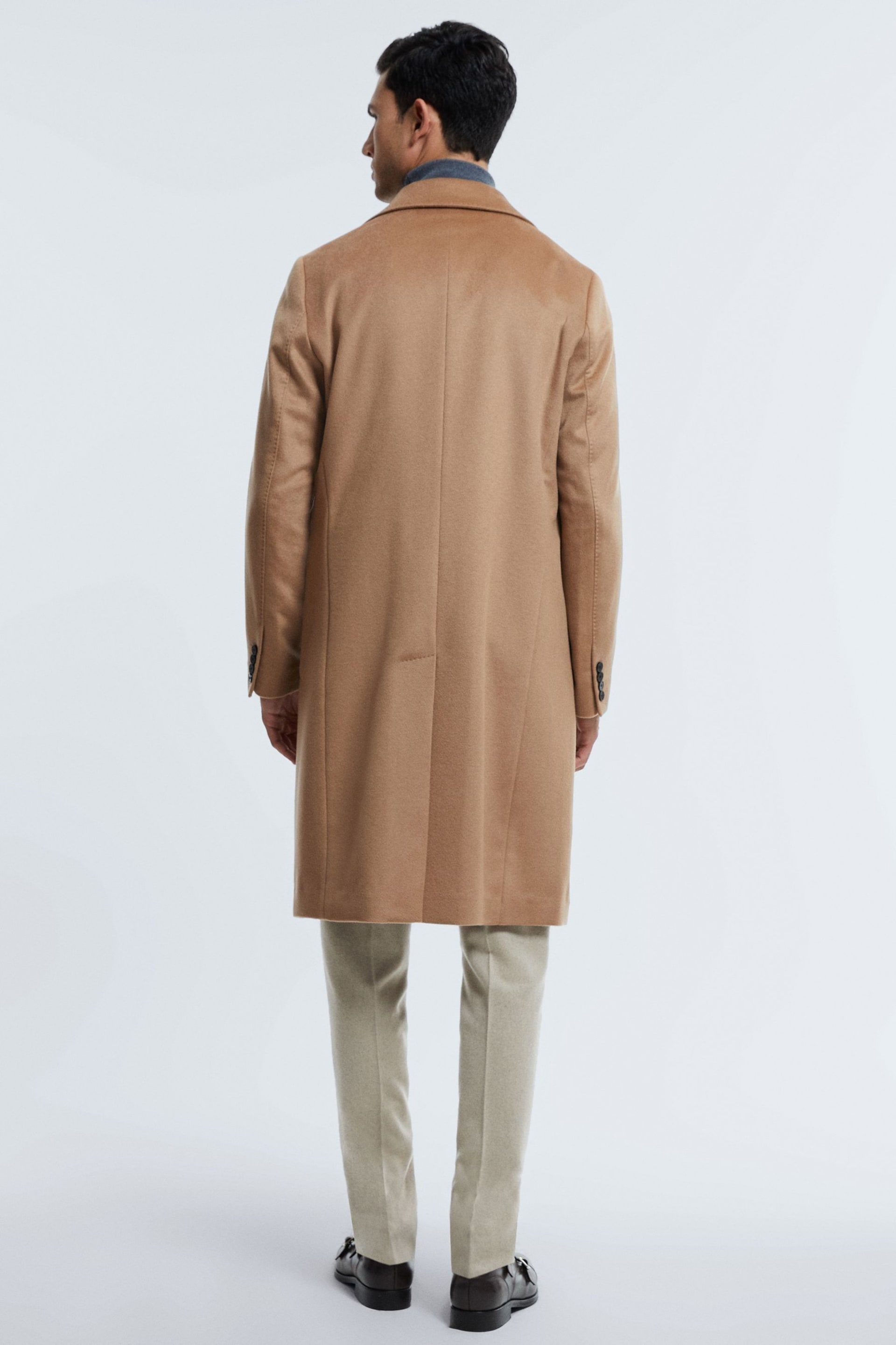Reiss Camel Tycho Atelier Cashmere Single Breasted Coat - Image 5 of 7
