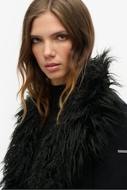 Superdry Black Faux Fur Lined Afghan Coat - Image 4 of 5