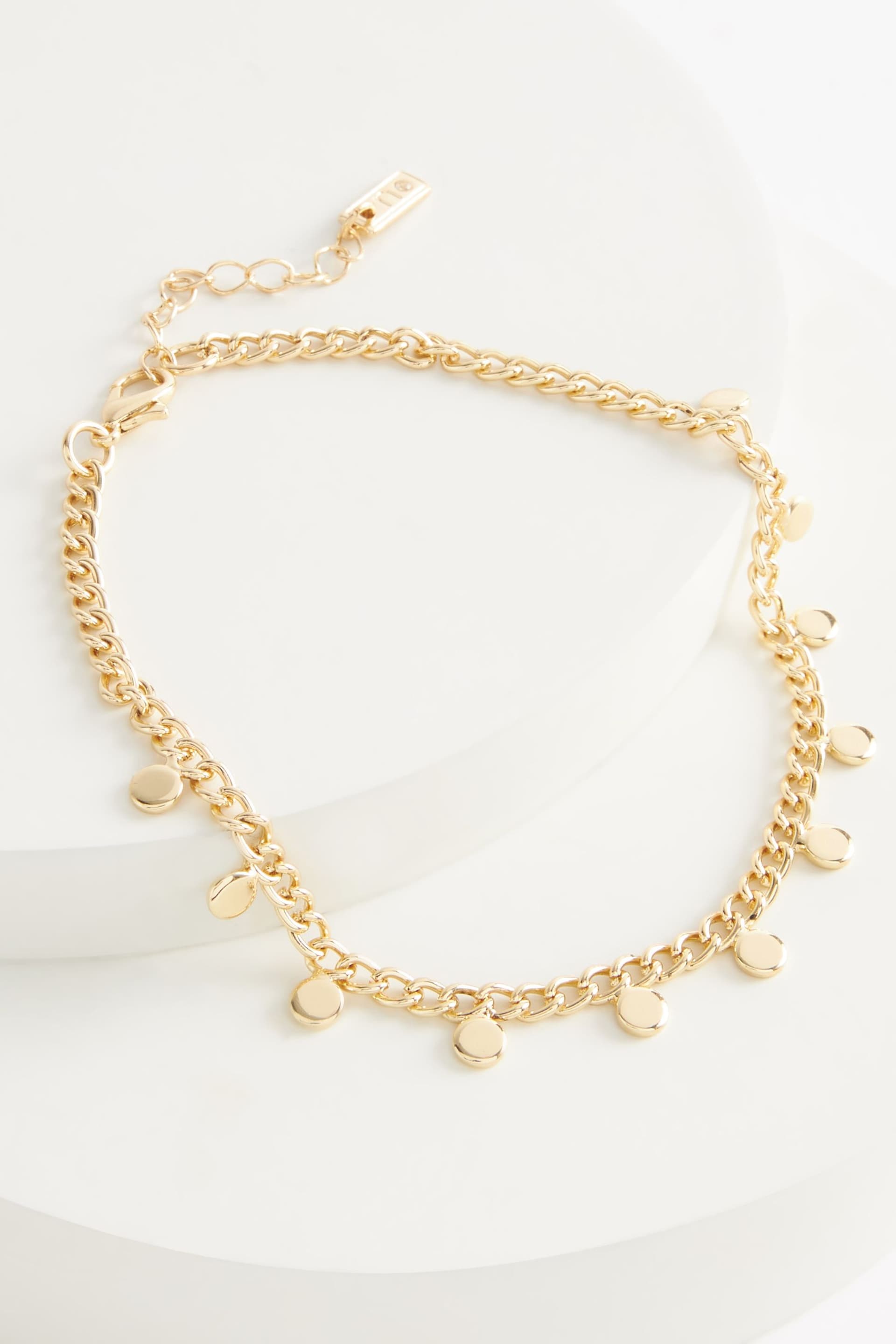 Gold Tone Disc Drop Anklet - Image 2 of 3