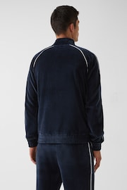 Reiss Navy William - Che Velour Zip Through Jacket With Piping - Image 5 of 10