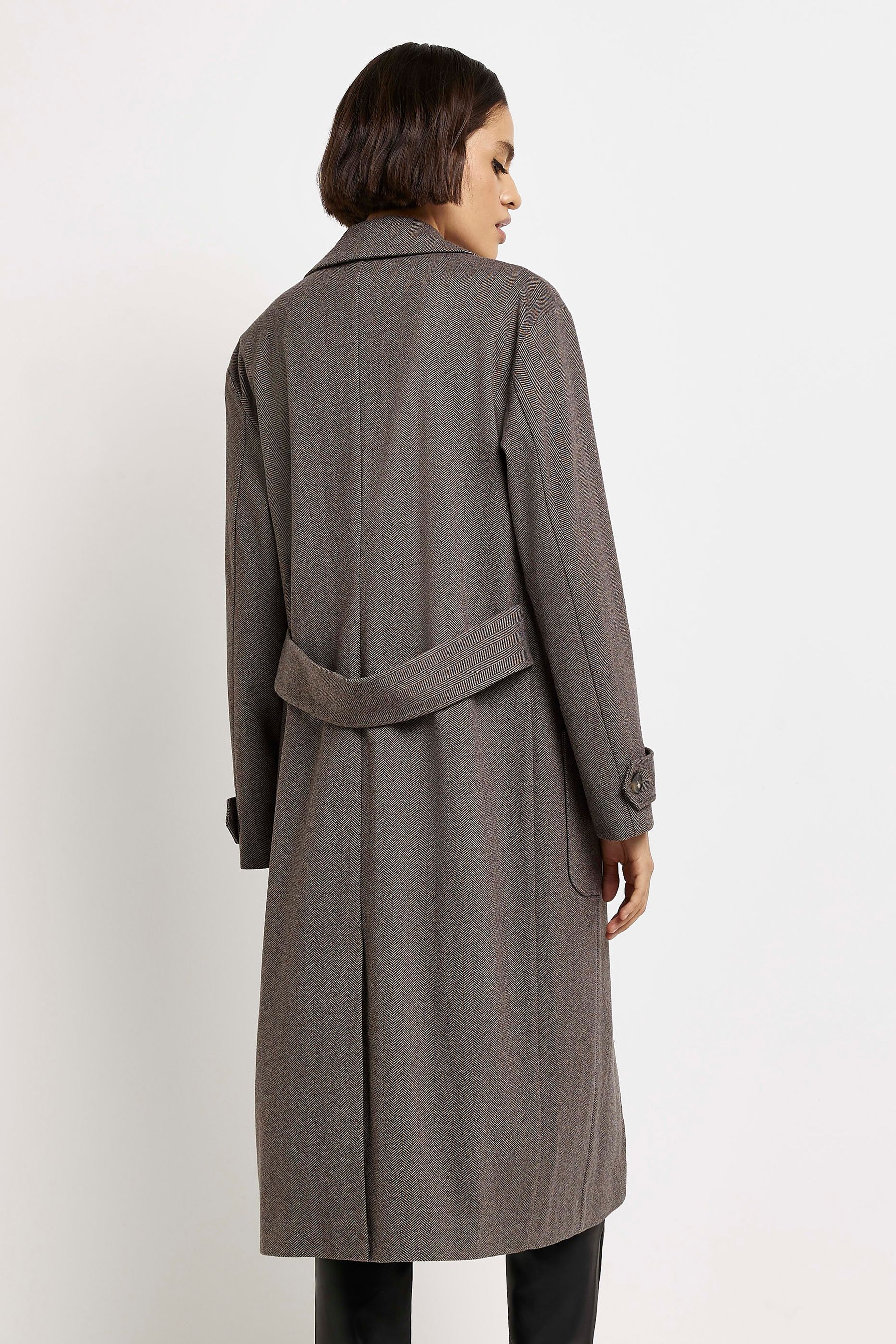 Buy River Island Brown Duster Jacket With Patch Pockets from Next Luxembourg