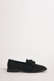 Simply Be Black Regular/Wide Fit Classic Loafers With Bow Trim - Image 1 of 3