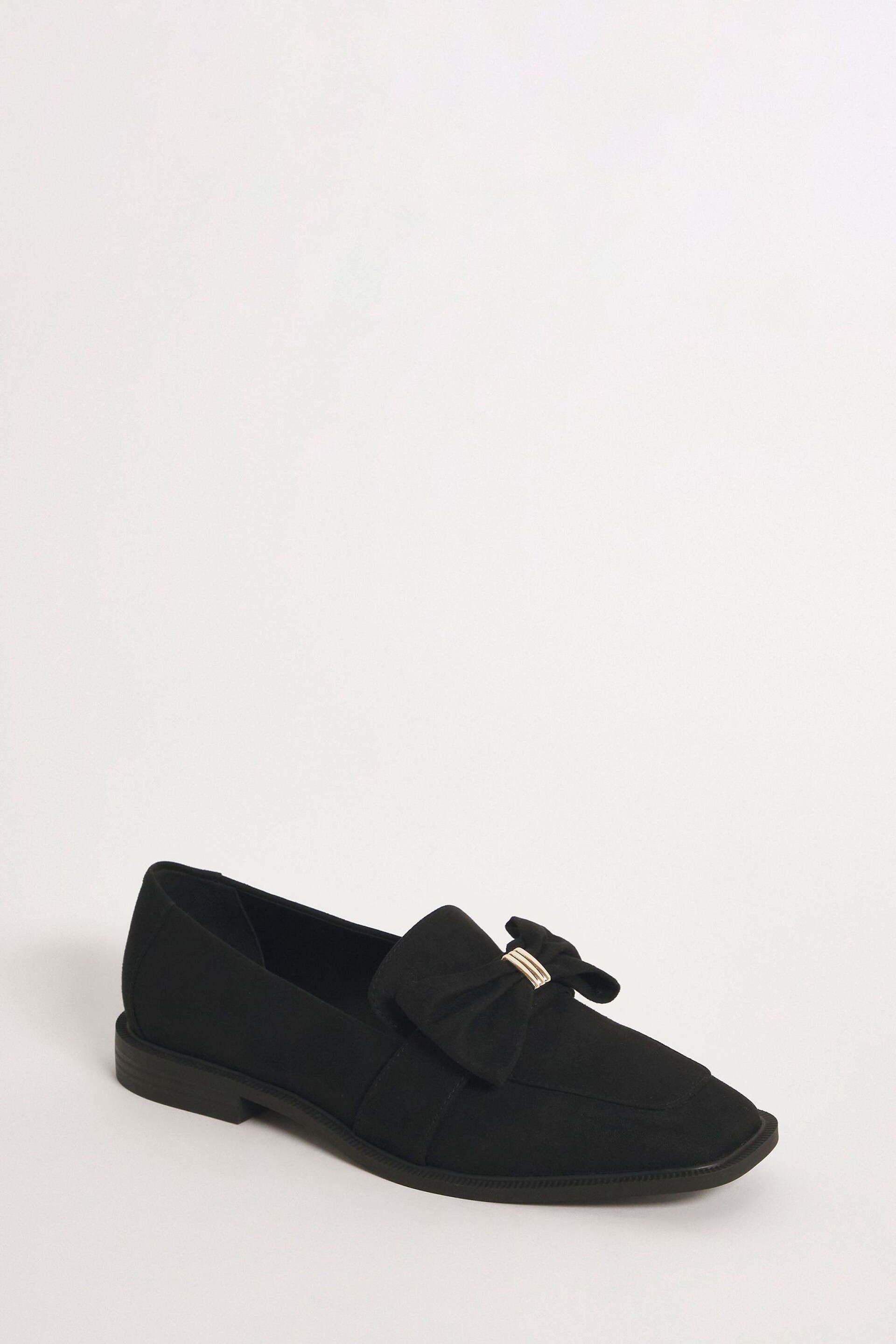 Simply Be Black Regular/Wide Fit Classic Loafers With Bow Trim - Image 2 of 3