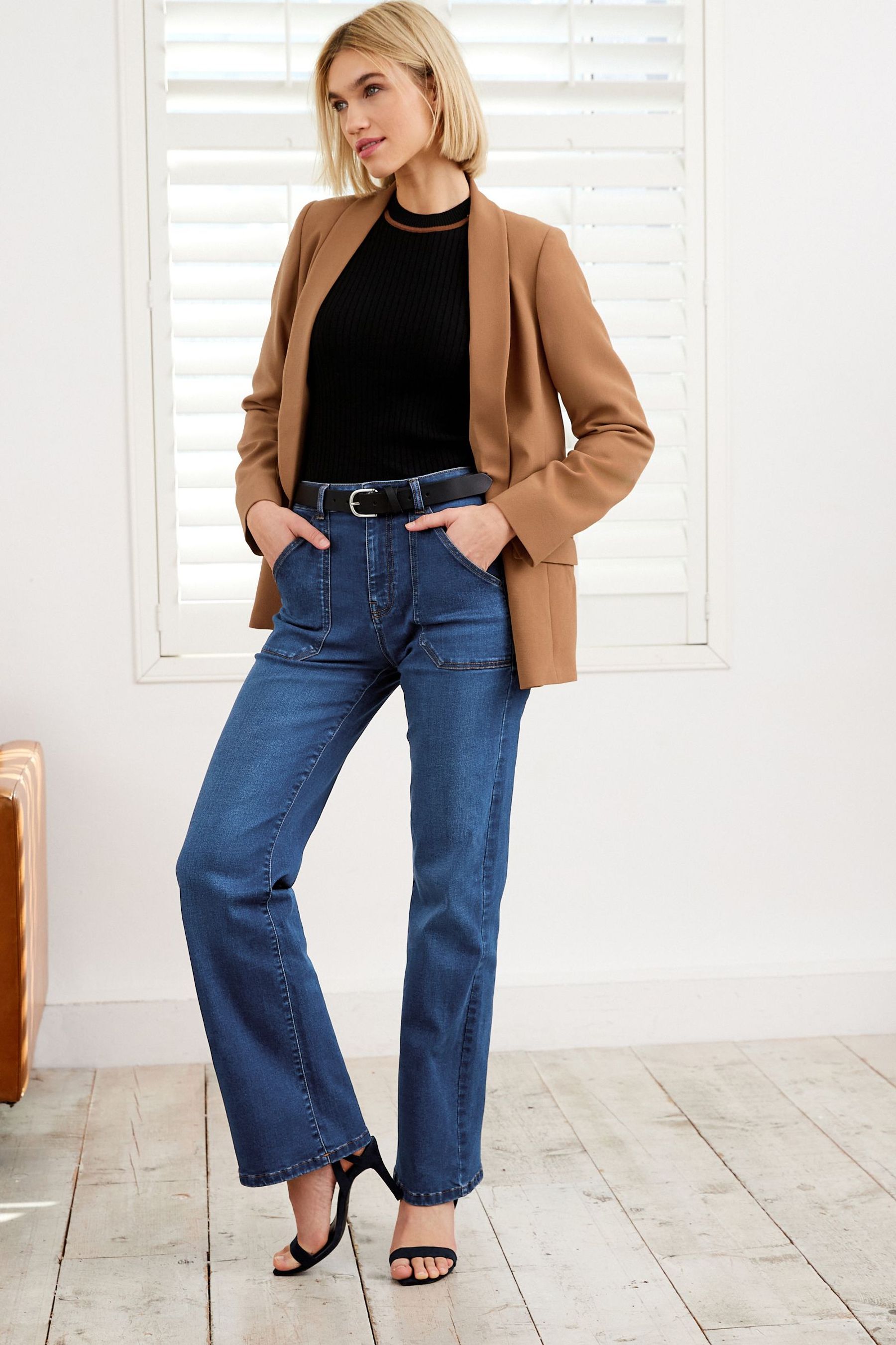 Buy Dark Blue Utility Pocket Wide Leg Jeans from Next Luxembourg