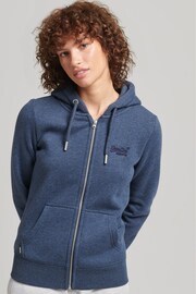 Superdry Navy Marl Vintage Logo Embroidered Zip Hoodie - Image 1 of 7