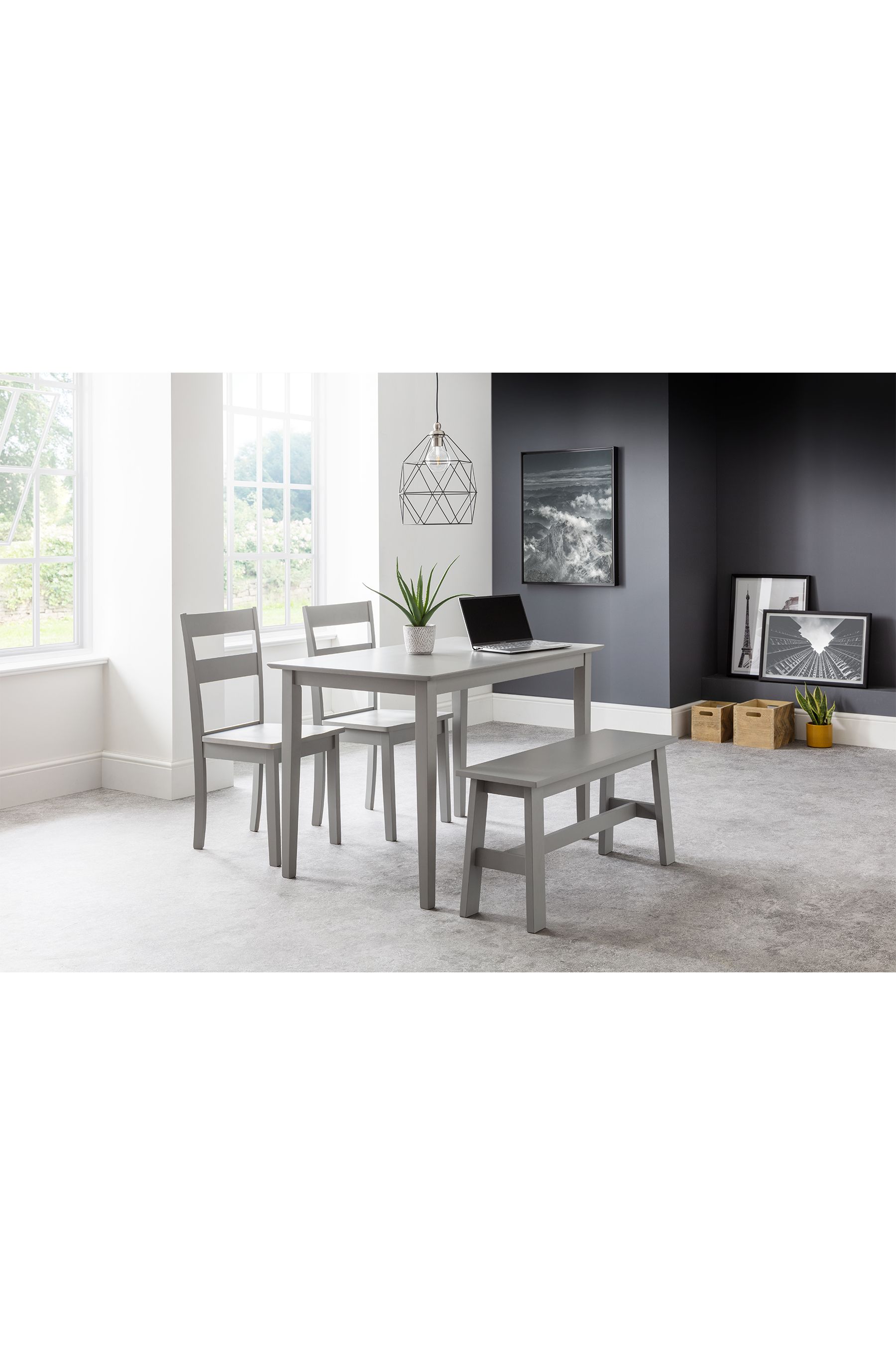 Buy Julian Bowen Grey Kobe 4 Seater Wood Dining Table and Chair Bench Set from the Next UK online shop