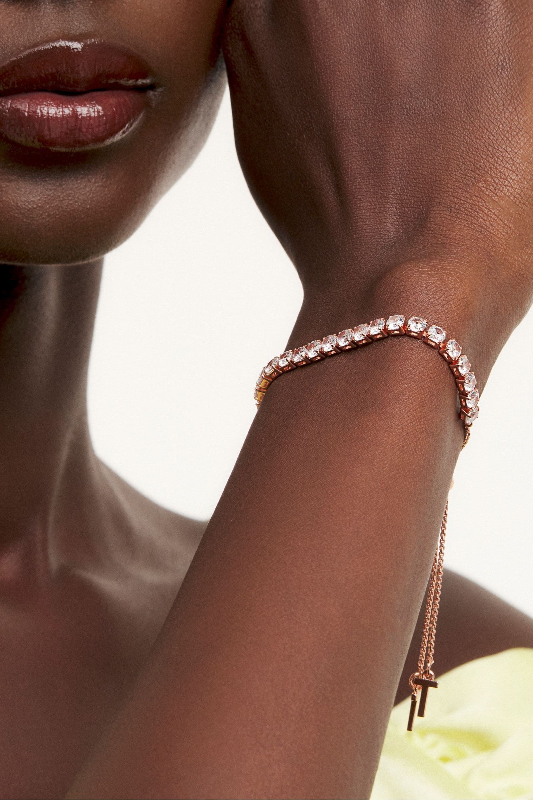 Buy Ted Baker Rose Gold Tone MELRAH Crystal Adjustable Tennis Bracelet For Women from Next Luxembourg