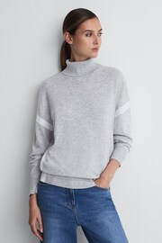 Reiss Cream/Grey Nova Knitted Roll Neck Jumper - Image 1 of 7