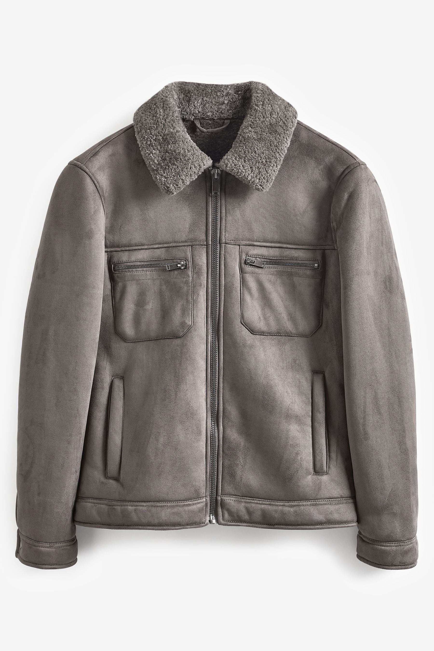 Buy River Island Grey Dark Borg Lined Western Jacket from Next Luxembourg
