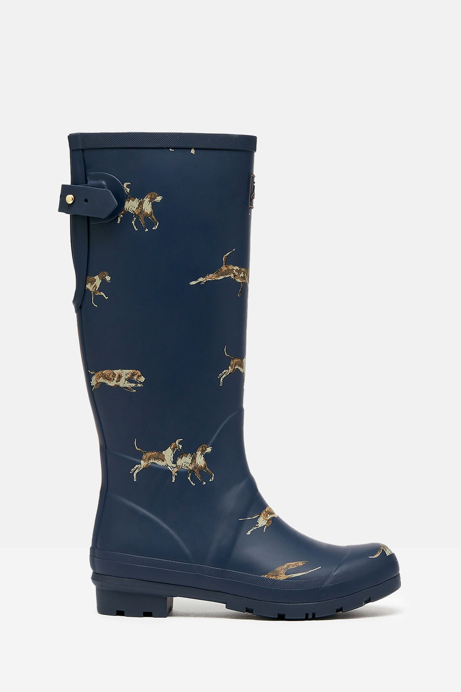 Buy Joules Printed Navy Blue Dog Print Adjustable Tall Wellies from Next USA