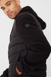 Threadbare Black Padded Contrast Sleeve Hooded Jacket - Image 4 of 4