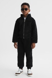 Reiss Black Edmund Junior Zip-Through Fleece Jumper - Image 3 of 6