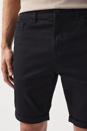Black Slim Fit Stretch Denim Shorts - Image 4 of 9