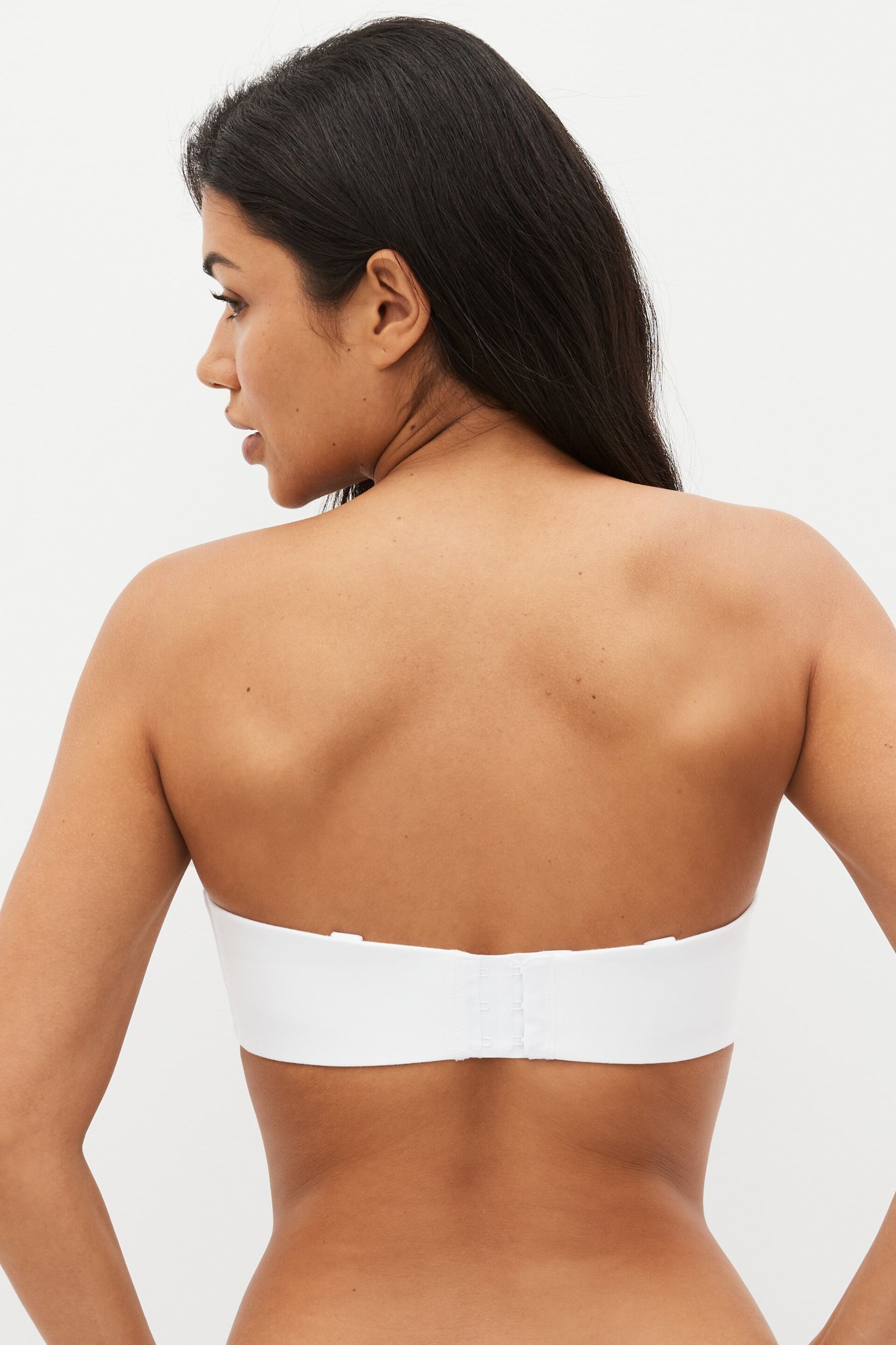 White DD+ Cotton Non Pad Minimise Bandeau Bra - Image 2 of 6