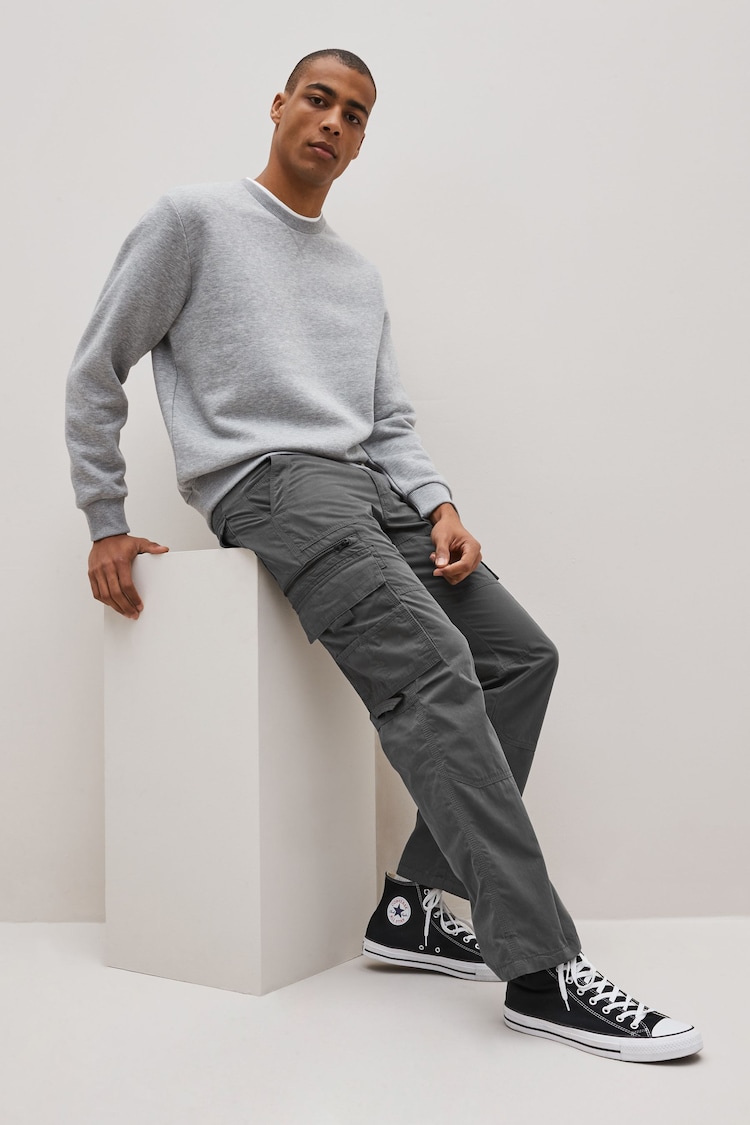 Charcoal Grey Relaxed Belted Tech Cargo Trousers - Image 2 of 10