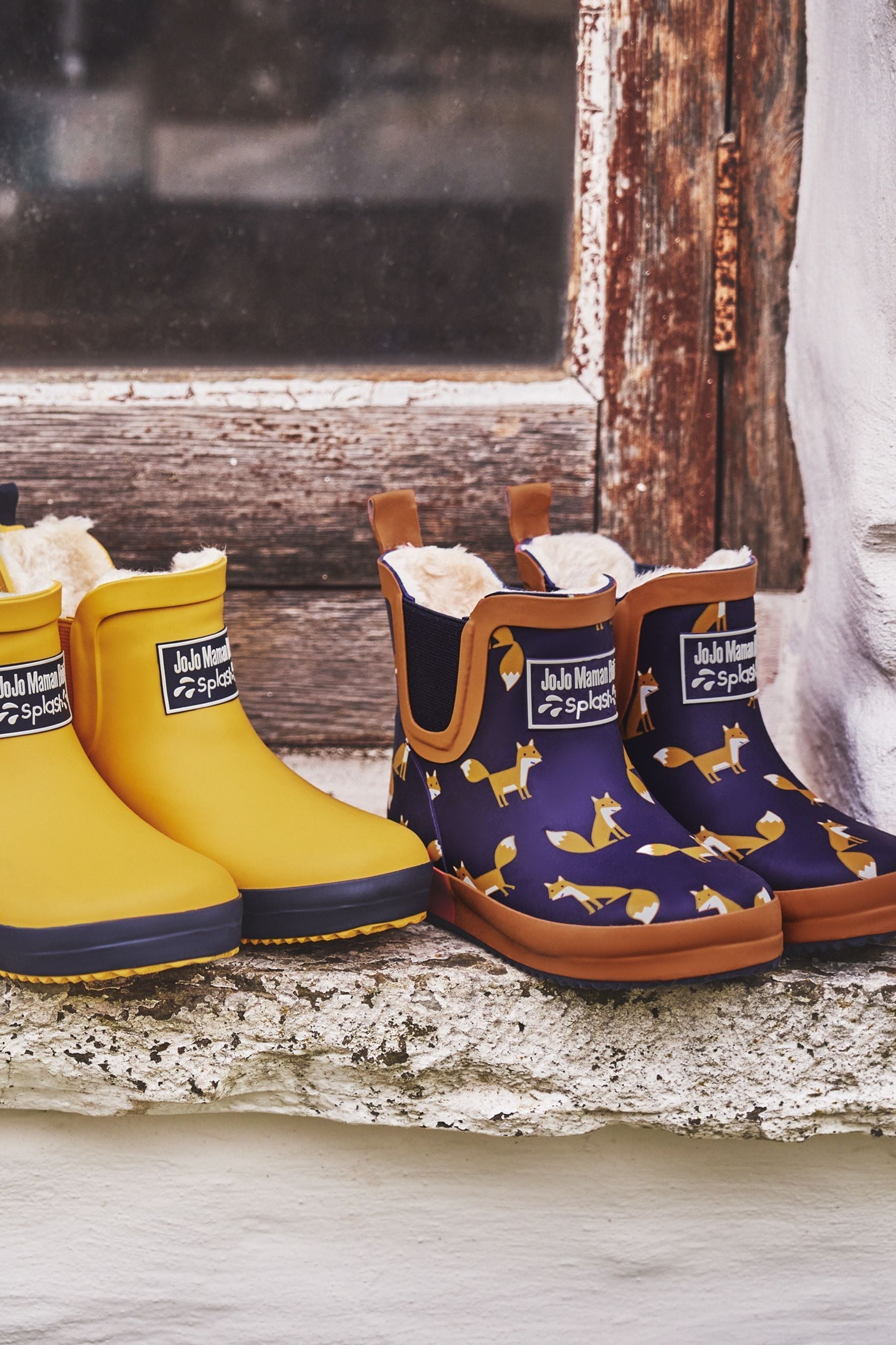 Buy JoJo Maman Bebe Navy Blue Fox Cosy Lined Printed Ankle Wellies from the Next UK online shop
