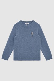 Reiss Denim Melange Ringo Senior Merino Wool Embroidered Drummer Jumper - Image 2 of 7