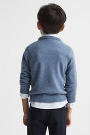 Reiss Denim Melange Ringo Senior Merino Wool Embroidered Drummer Jumper - Image 5 of 7